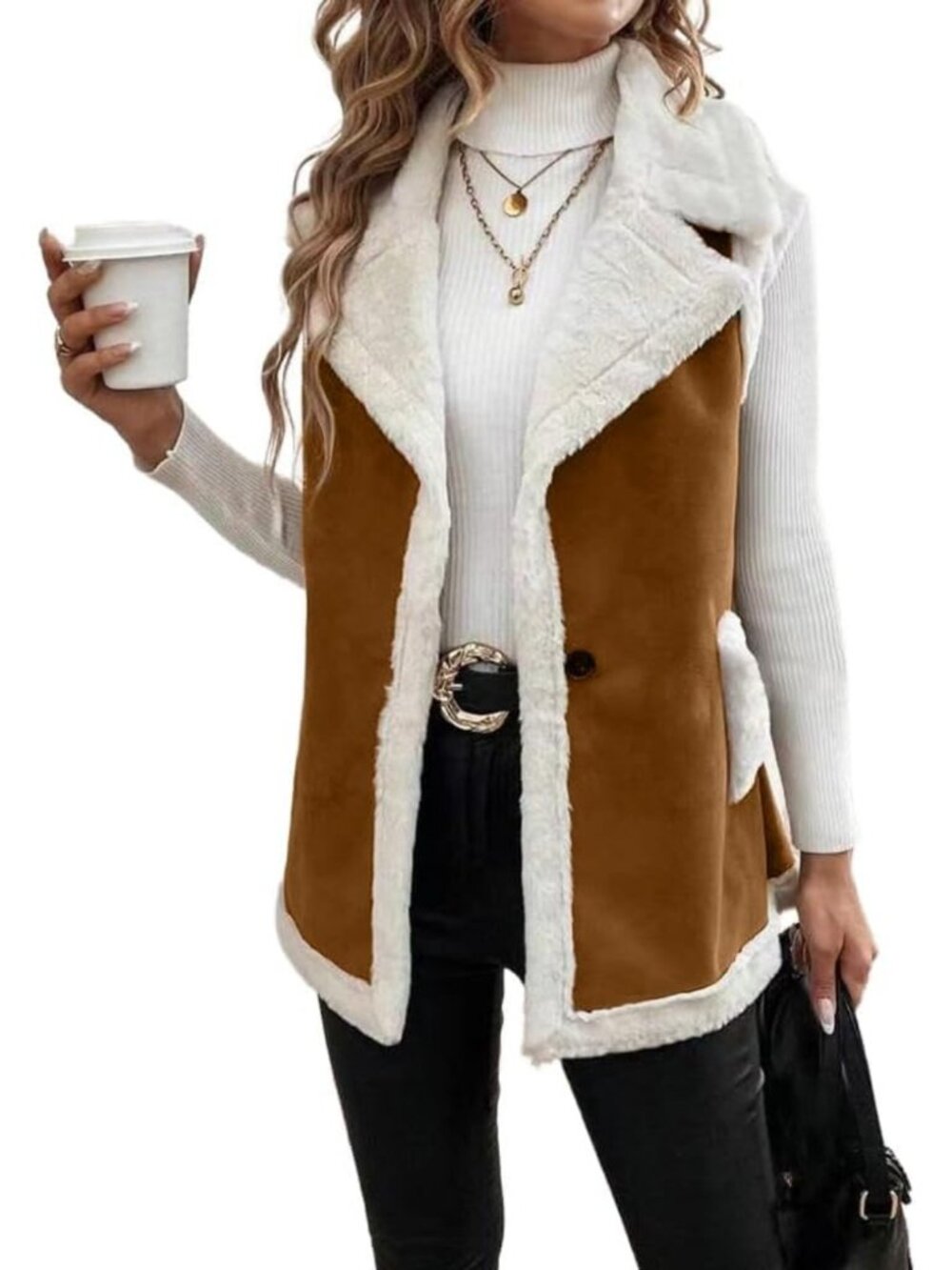 Cozy Faux Fur Sherpa Vest for Women | Warm Suede Jacket for Fall & Winter